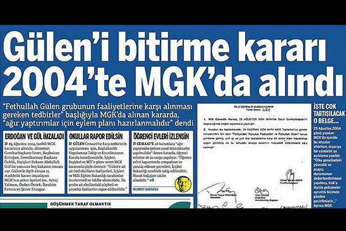 Taraf daily published NSC document revealing secret plot against Gülen. (Photo: Today's Zaman)