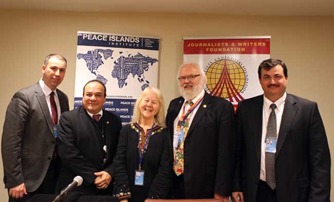 Panelists: Prof. Martha Ann Kirk, Th.D., Prof. David Ives and Mr. Huseyin Hurmali with event moderator H.E. Carlos Garcia and PII Director for Center of Global Affairs, Mr. Mehmet Kilic