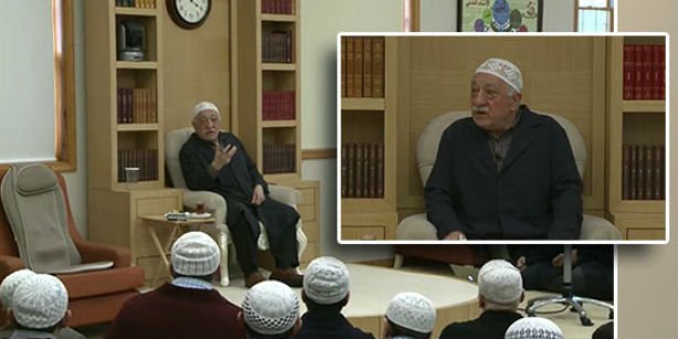 Gülen is seen during his speech aired live on Sunday.